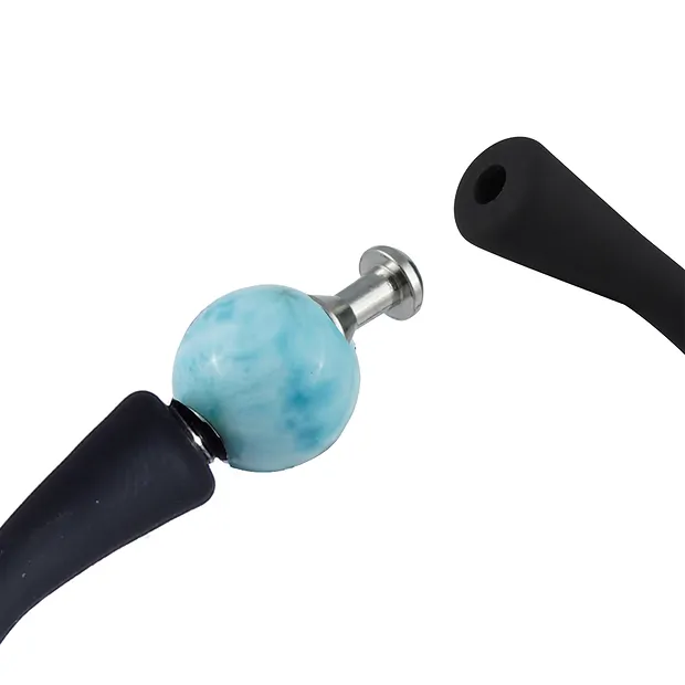 Bracelet Larimar ball (10mm), silicone (black), 18cm | Marco Schreier