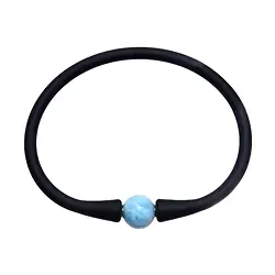 0619661005 Armband Larimar Kugel (10mm), Silikon (schwarz), 18cm | Marco Schreier