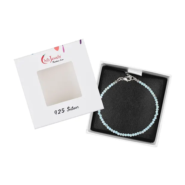 Bracelet en perles rondes Larimar, facettes (3mm), rhodié | Marco Schreier
