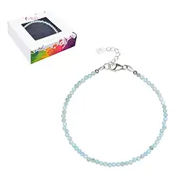 0619664213 Bracciale in Larimar, perle sfaccettate da 3 mm, rodiato, catena di prolunga | Marco Schreier