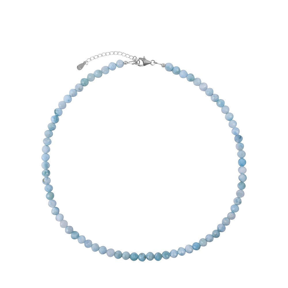 Bracelet Larimar, 05.5 mm beads, extension chain, rhodiniert | Marco Schreier