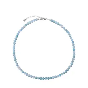 Bracelet Larimar, 05.5 mm beads, extension chain, rhodiniert | Marco Schreier
