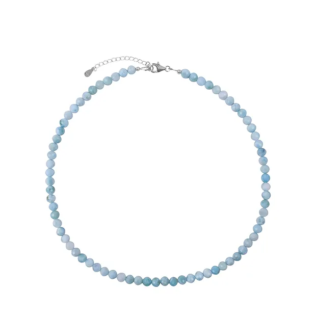 Bracelet Larimar, 05.5 mm beads, extension chain, rhodiniert | Marco Schreier