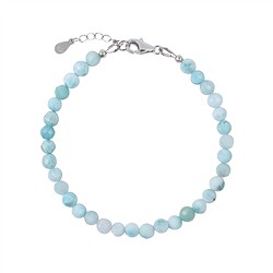 0619664980 Pulsera de larimar, cuentas de 05,5 mm, alargador de cadena, rodinado | Marco Schreier