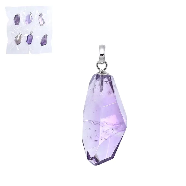 Pendentif Amétrine, Pierre roulée à facettes petit, rhodié (6 pcs/UV) | Marco Schreier