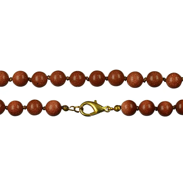 Necklace (Bead Necklace), Gold stone brown (synth. Glass), 08mm/80cm | Marco Schreier