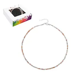 0621312214 Necklace sunstone (Arusha), beads (4mm) faceted, rhodiniert, extension chain | Marco Schreier