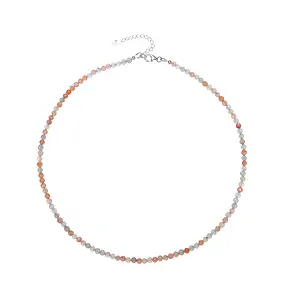 Kette Sonnenstein (Arusha), Kugeln (4mm) facettiert, rhodiniert | Marco Schreier