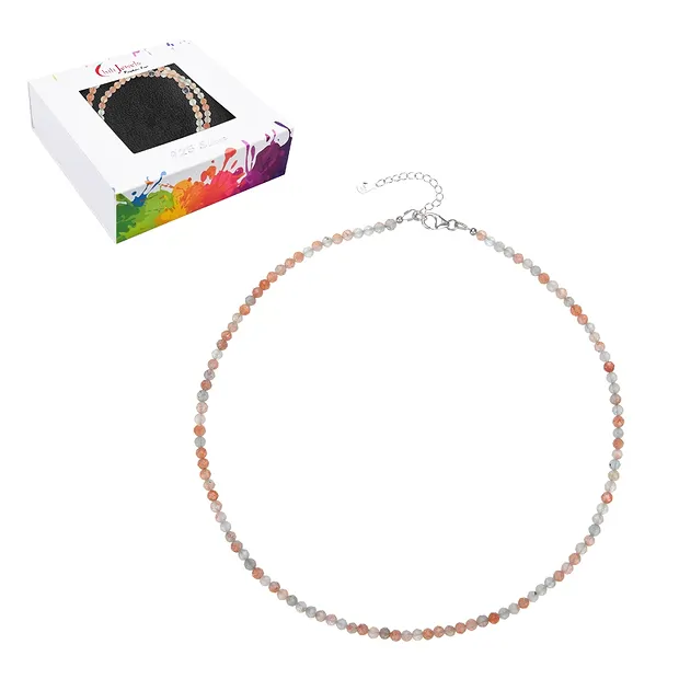 Collar piedra solar (Arusha), cuentas (4mm) facetadas, rodinado, cadena de extensión | Marco Schreier