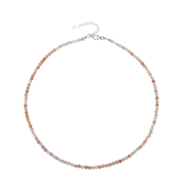 Kette Sonnenstein (Arusha), Kugeln (4mm) facettiert, rhodiniert | Marco Schreier