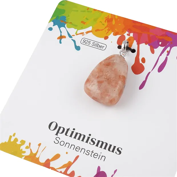Pendant sunstone, Tumbled Stone small, rhodiniert | Marco Schreier