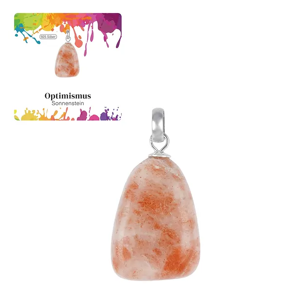 Pendant sunstone, Tumbled Stone small, rhodiniert | Marco Schreier