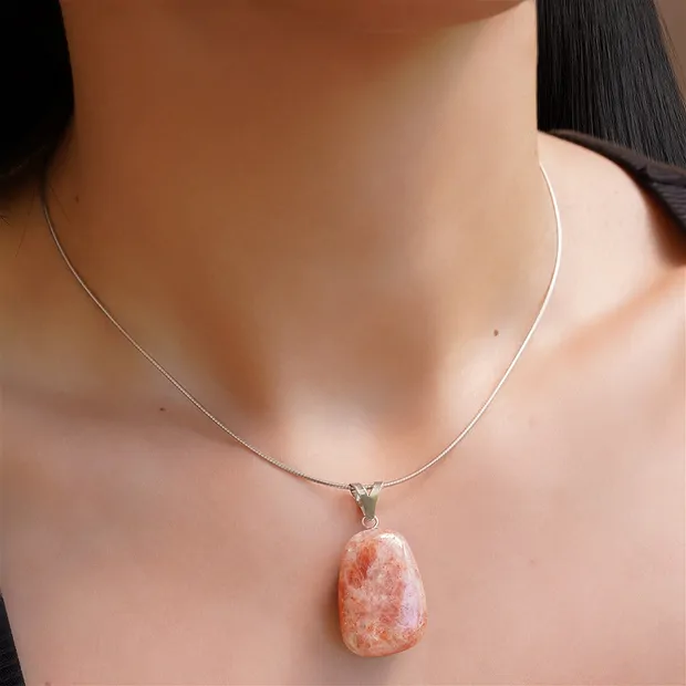 Pendant Sunstone, Tumbled Stone large, rhodiniert | Marco Schreier