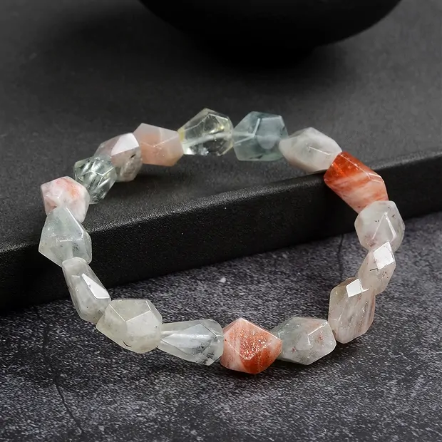 Bracelet, Pierre de soleil (Arusha), 10-12 mm Nuggets, à facettes | Marco Schreier