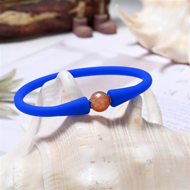 Armband Sonnenstein Kugel (8mm), Silikon (blau), 15cm (kurz) | Marco Schreier