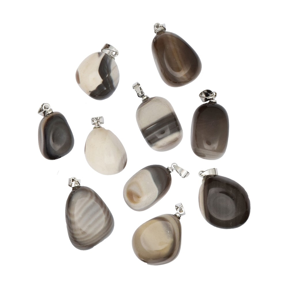 Tumbled Stone Pendant Flint with metal eyelet | wholesaler gems & healing stones
