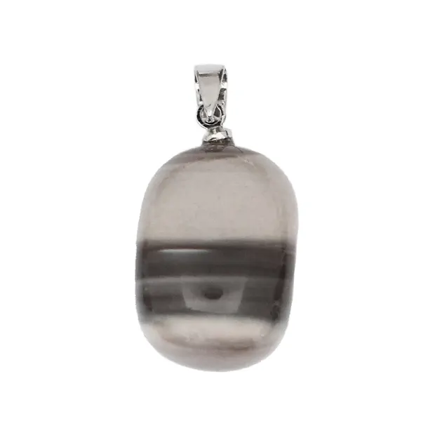 Tumbled Stone Pendant Flint with metal eyelet | wholesaler gems & healing stones