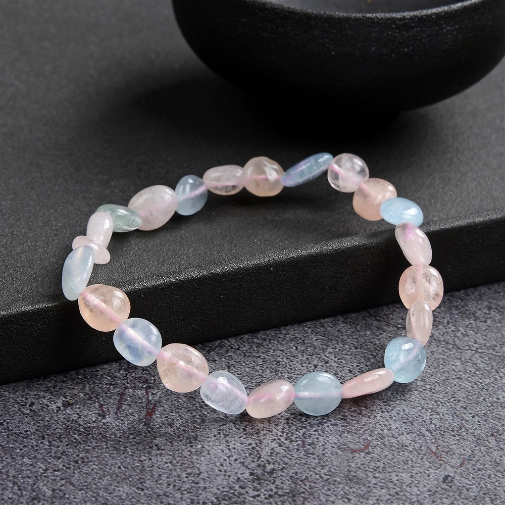 Bracelet, Morganite, 08-10mm nuggets | wholesaler gems, healing stones & jewelry