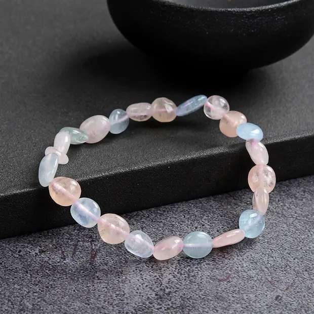 Bracciale, Morganite, pepite di 08-10 mm | grossista gemme e pietre curative