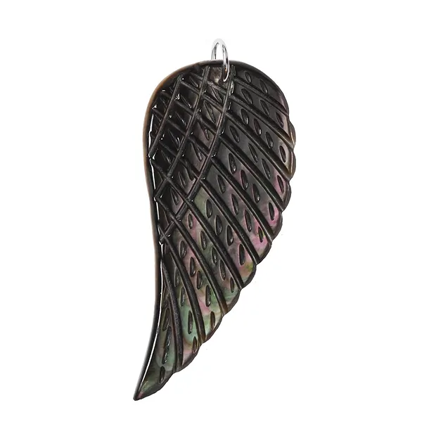 Pendant angel wings Mother of Pearl (dark), 6.0 cm, right | Marco Schreier
