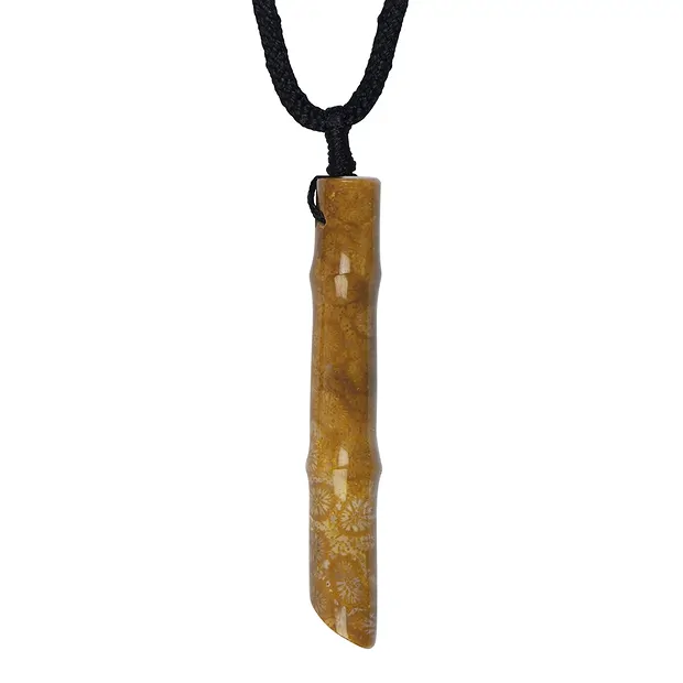 Bamboo" necklace, petrified coral with adjustment strap | Marco Schreier