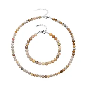 Kette versteinerte Koralle, Kugeln (6mm), rhodiniert | Marco Schreier