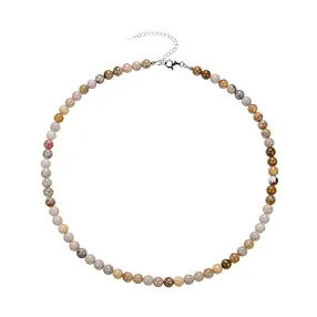 Kette versteinerte Koralle, Kugeln (6mm), rhodiniert | Marco Schreier