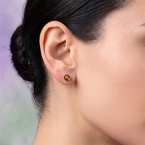 Petrified Coral Earstuds, ball, 8mm, rhodiniert | gems, healing stones & jewelry