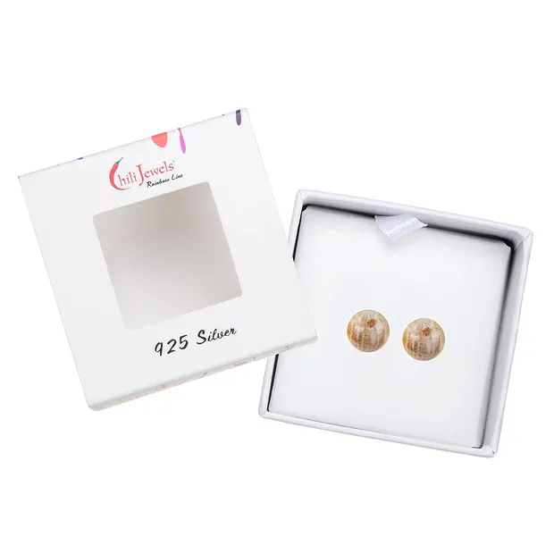 Petrified Coral Earstuds, ball, 8mm, rhodiniert | gems, healing stones & jewelry