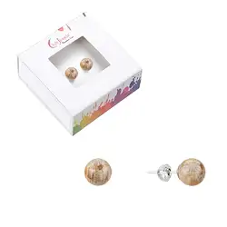 0624545108 Clous d'oreilles Corail fossilisé, boule, 8mm, rhodié | Marco Schreier