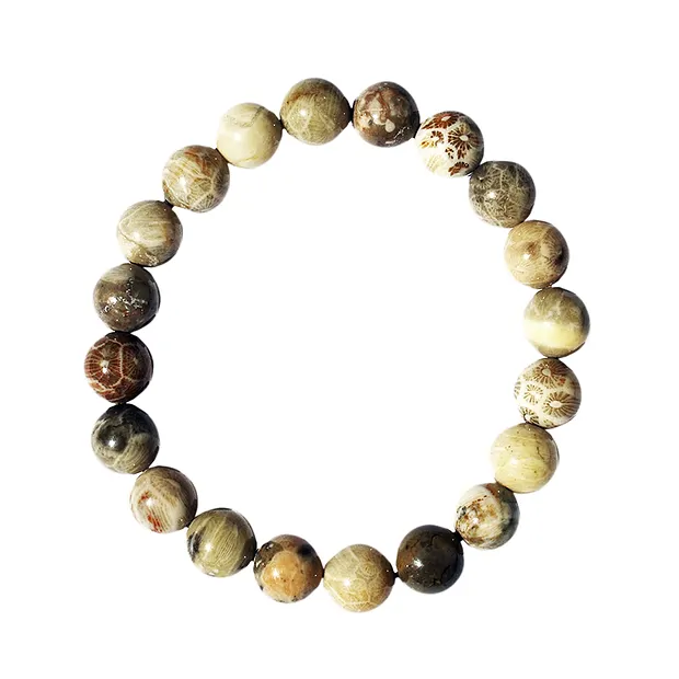 Armband, versteinerte Koralle, 10mm Kugeln | GH Edelsteine, Heilsteine & Schmuck