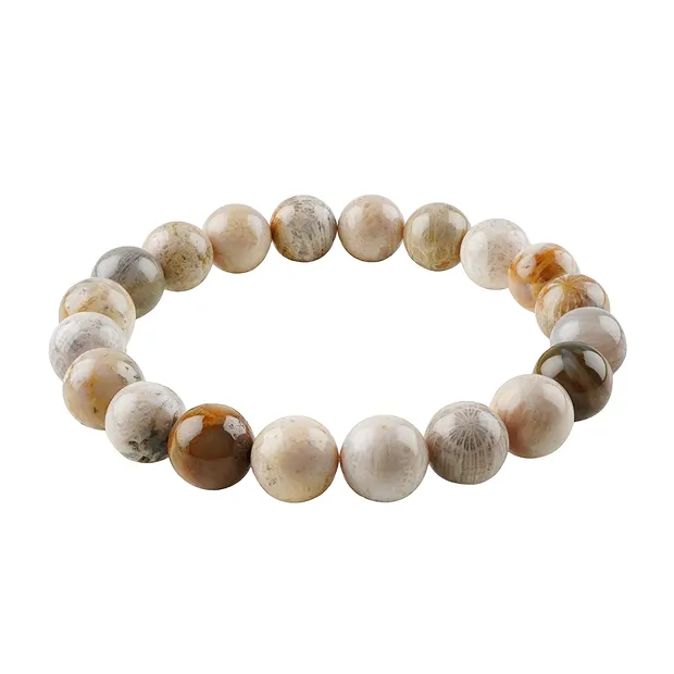 Armband, versteinerte Koralle, 10mm Kugeln | GH Edelsteine, Heilsteine & Schmuck