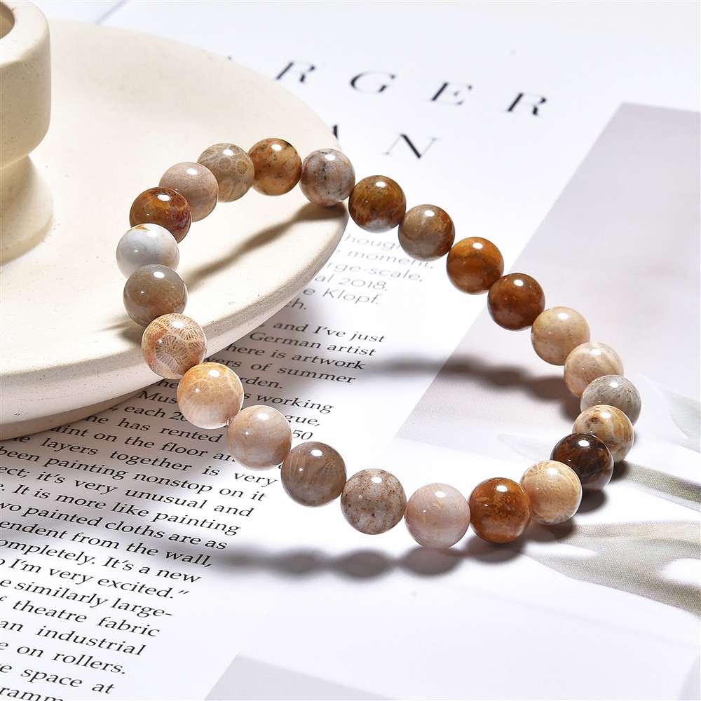 Bracciale, corallo pietrificato, perline da 08 mm | Marco Schreier