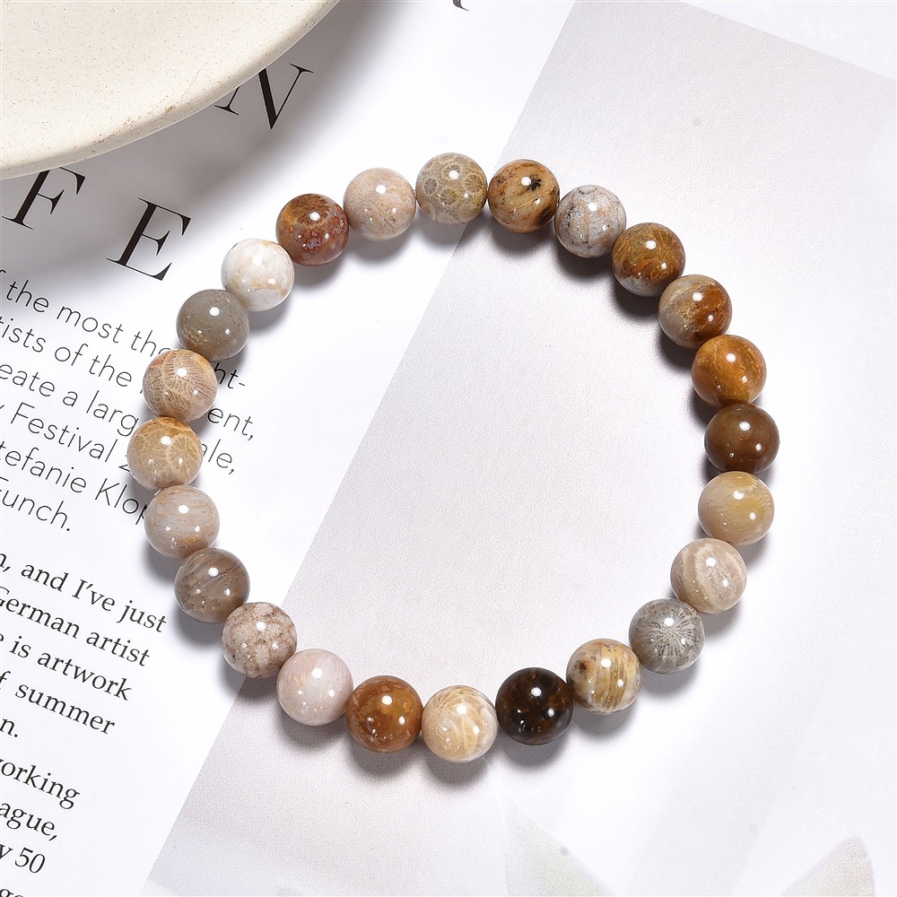 Bracciale, corallo pietrificato, perline da 08 mm | Marco Schreier