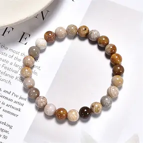 Bracciale, corallo pietrificato, perline da 08 mm | Marco Schreier