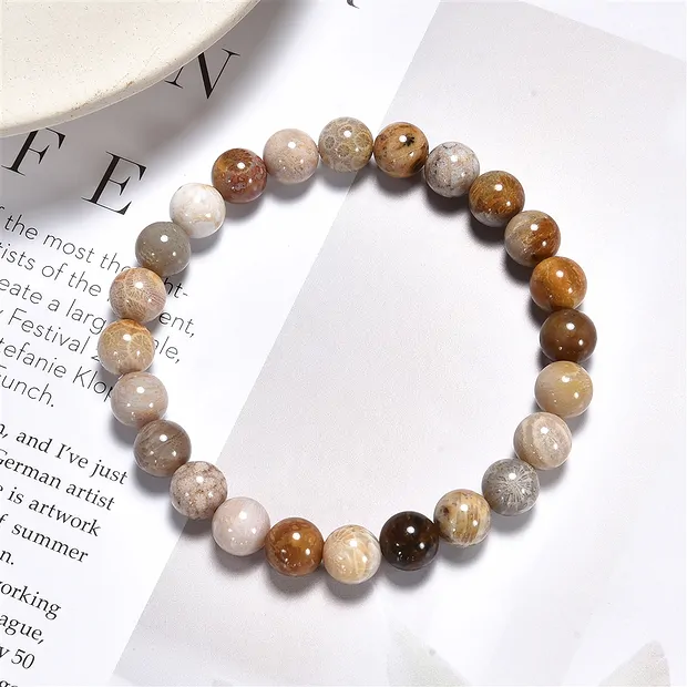 Bracelet, Petrified Coral, 08mm beads | wholesale gems, healing stones & jewelry