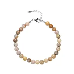 0624559060 Armband versteinerte Koralle, 6mm-Kugeln, rhodiniert | Marco Schreier