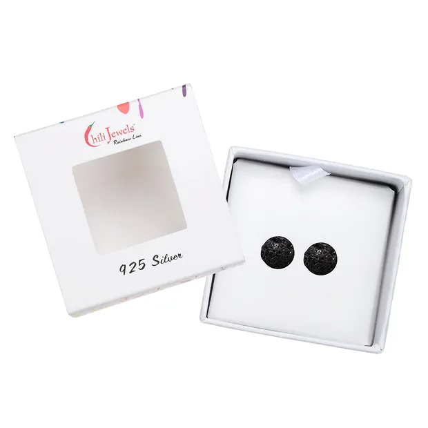 Ohrstecker Lava, Kugel, 6mm, rhodiniert | GH Edelsteine, Heilsteine & Schmuck