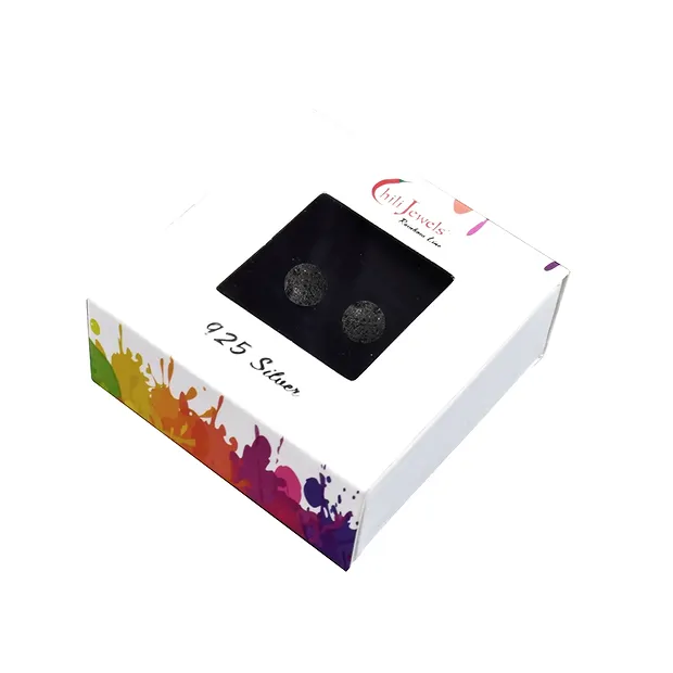 Perno auricolare lava, sfera, 6 mm, rodiato | grossista gemme e pietre curative