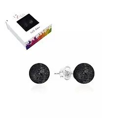 0624845106 Pendientes lava, bola, 6mm, rodinado | Marco Schreier