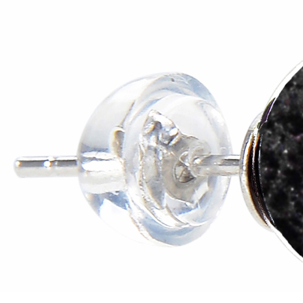Ohrstecker Lava, Kugel, 8mm, rhodiniert | GH Edelsteine, Heilsteine & Schmuck