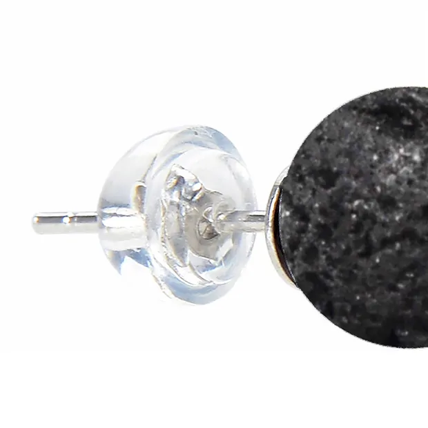 Clous d'oreilles en lave, boule, 8mm, rhodié | Marco Schreier