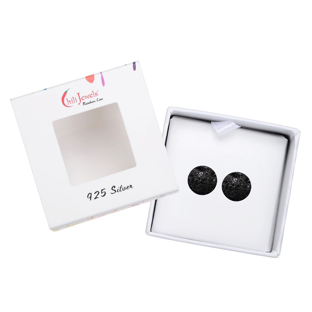 Ohrstecker Lava, Kugel, 8mm, rhodiniert | GH Edelsteine, Heilsteine & Schmuck