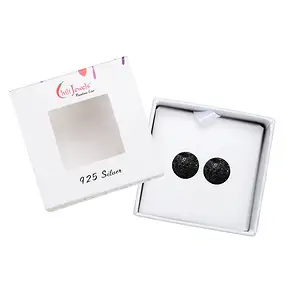 Earstuds lava, ball, 8mm, rhodiniert | wholesaler gems, healing stones & jewelry