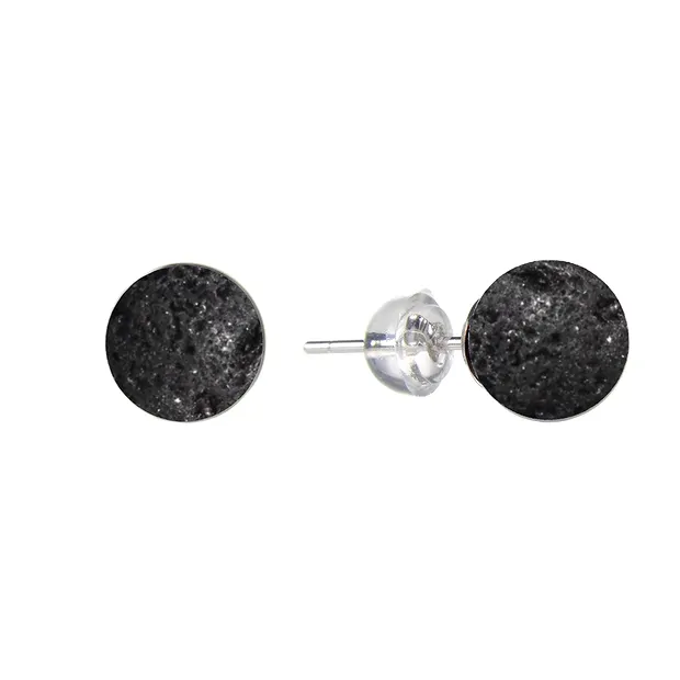 Clous d'oreilles en lave, boule, 8mm, rhodié | Marco Schreier