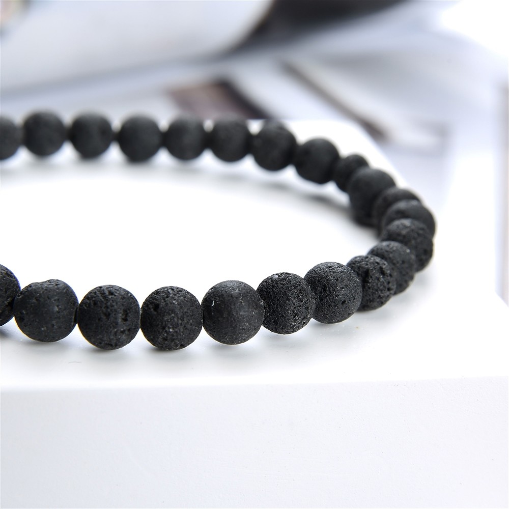 Bracelet, lava (black), 06mm beads | wholesaler gems, healing stones & jewelry