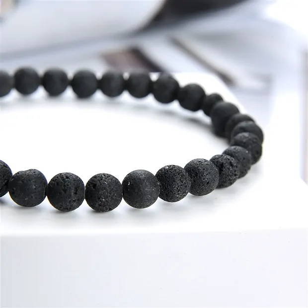 Bracciale, lava (nero), perline da 06 mm | grossista gemme e pietre curative