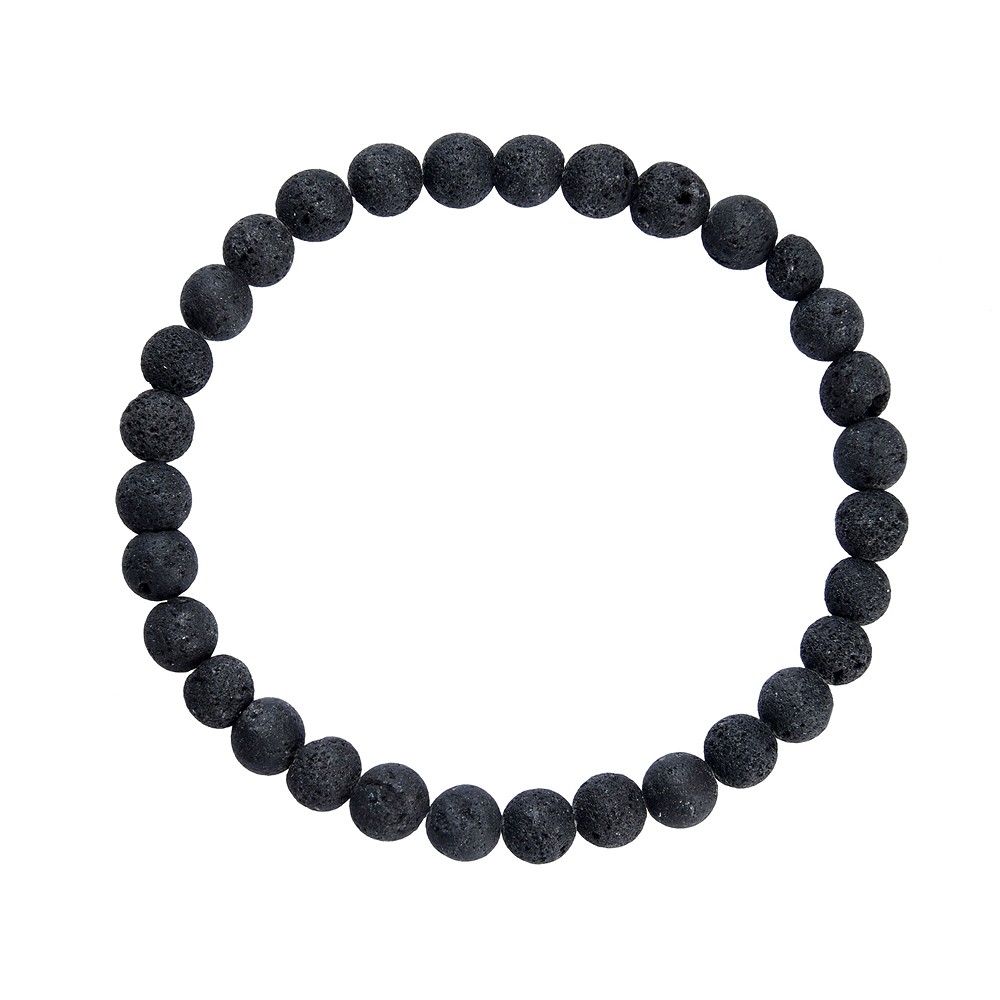 Bracelet, lava (black), 06mm beads | wholesaler gems, healing stones & jewelry