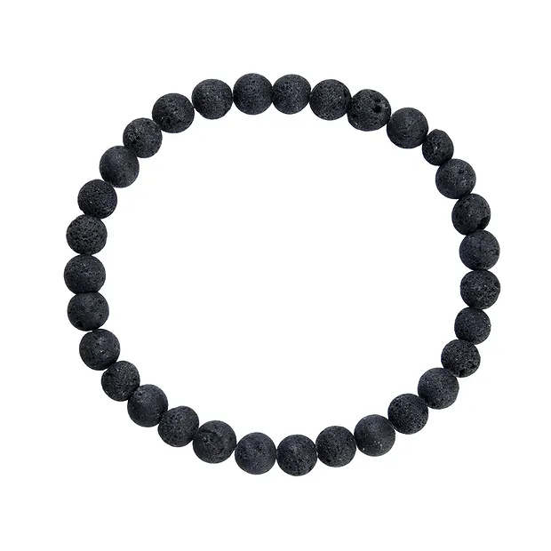 Bracelet, lava (black), 06mm beads | wholesaler gems, healing stones & jewelry