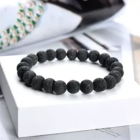 Bracelet, lava (black), 08mm beads | wholesaler gems, healing stones & jewelry